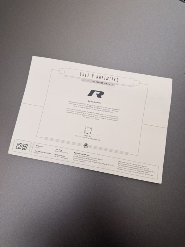 VOLKSWAGEN GOLF R UNLIMITED EDITION 23/50 310CV